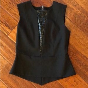 Black Peplum Sleeveless Top